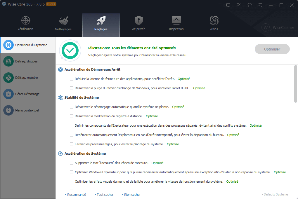 WiseCare365-Reglages-Optimisateurdusysteme