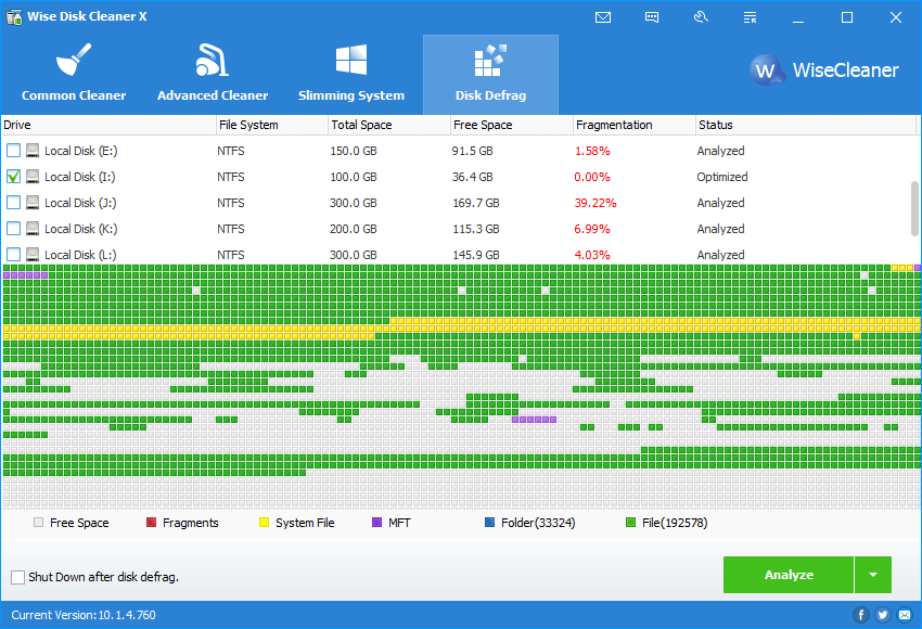 Wise Disk Cleaner disk defrag