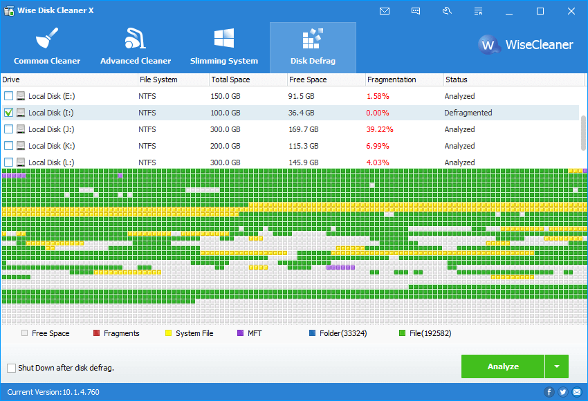 Wise Disk Cleaner disk defrag