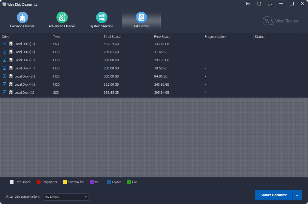 Wise Disk Cleaner disk defrag