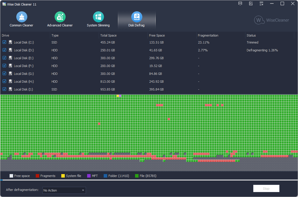 Wise Disk Cleaner disk defrag