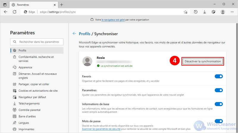 Synchronisation de Microsoft Edge