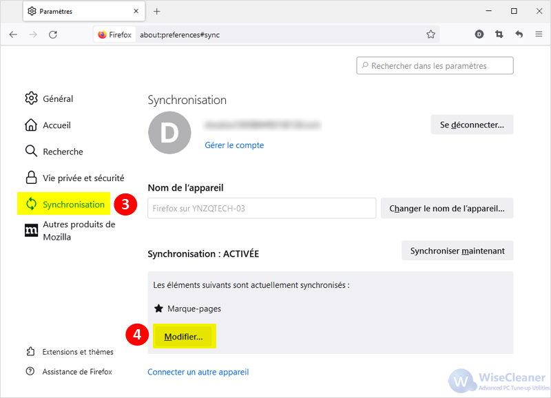 Synchronisation de Firefox