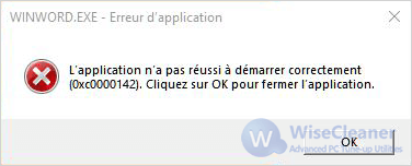 Comment corriger l'erreur d'application Office 0xc0000142