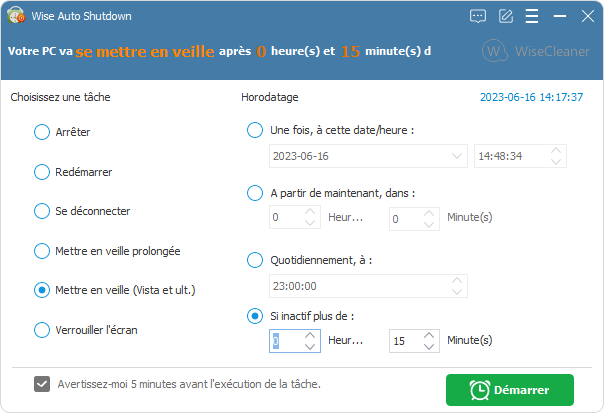 Différences entre Mettre en veille, Mettre en veille prolongée, En veille, Arrêter