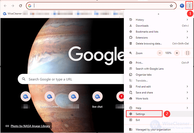 Find Settings in Google Chrome