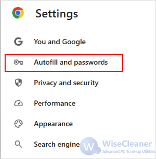 go to the Autofill and passwords